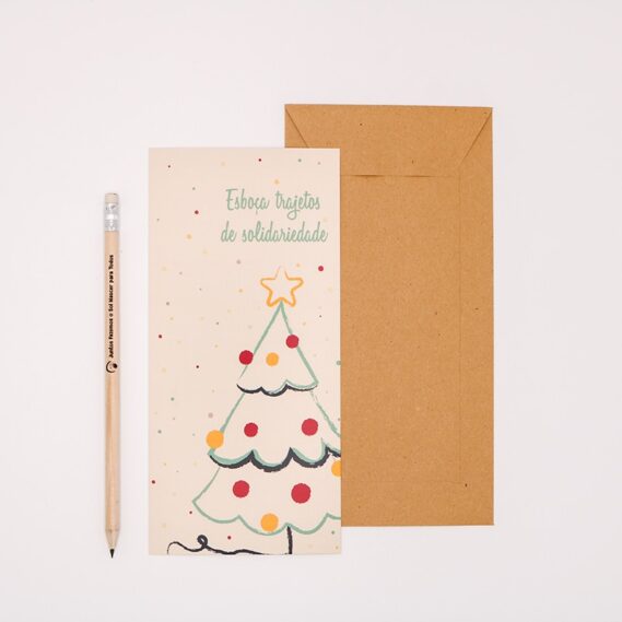 Postal com lápis – Árvore de Natal