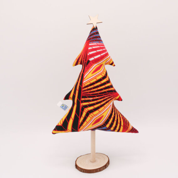 Christmas tree in African fabric - line pattern