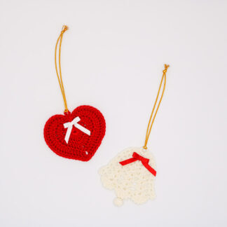 Conjunto Enfeites de Natal Crochet - Coração e Sino